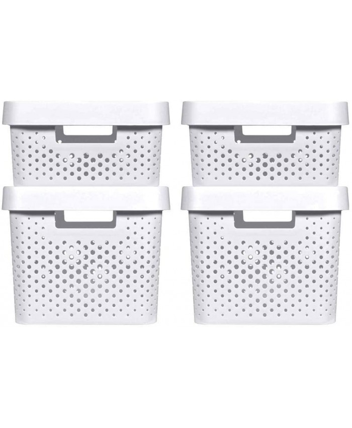 CURVER | 4 Bacs de rangement Infinity 2x11L+17L + couvercles  blanc  Plastique recyclé - B07Z9S9YHG