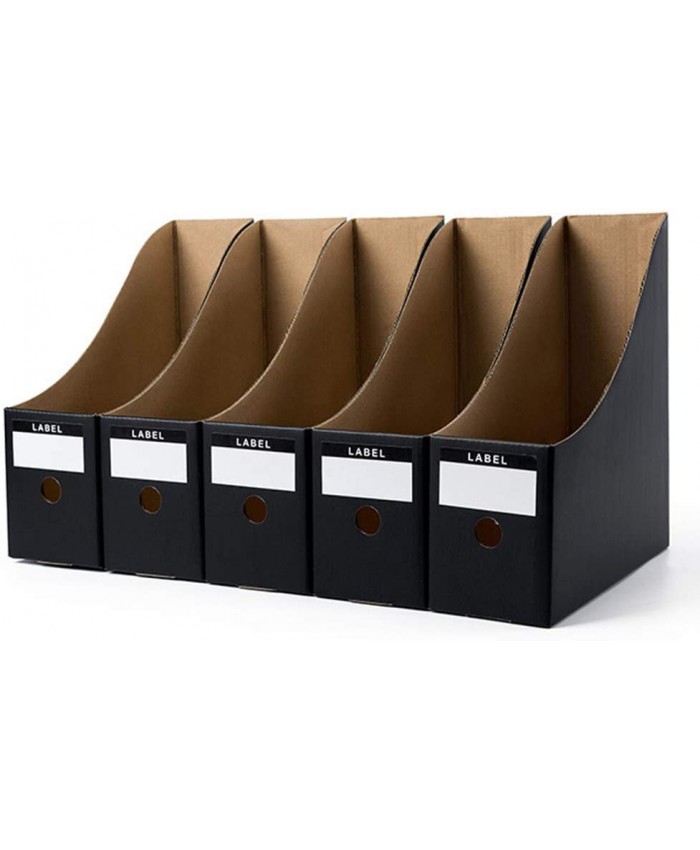 Lot de 5 porte-revues verticaux en carton étanche et robuste pour dossiers de bureau Noir - B07Z3HZV89