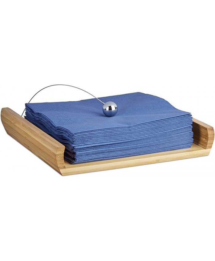 Relaxdays Porte-serviettes de table en bambou avec boule support HxlxP: 3,7 x 21,7 x 21,7 cm nature - B06ZZ4HLSS