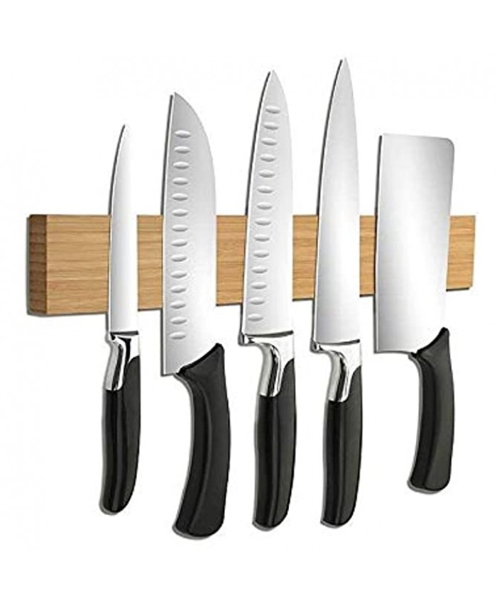 Multi-usages Anti-Rouille Rangement de Cuisine Porte-couteau magnétique 40cm support mural en bois de bambou bande magnétique pour porte-couteau en métal ustensile stockage facile - B084NVX9J1