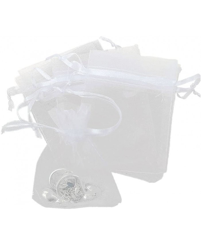 Générique 100pcs Pochettes de Cadeaux en Organza Sacs de Bijoux Pochettes Faveurs De Mariage Coloré Blanc 135mm - B01I92QQ6M