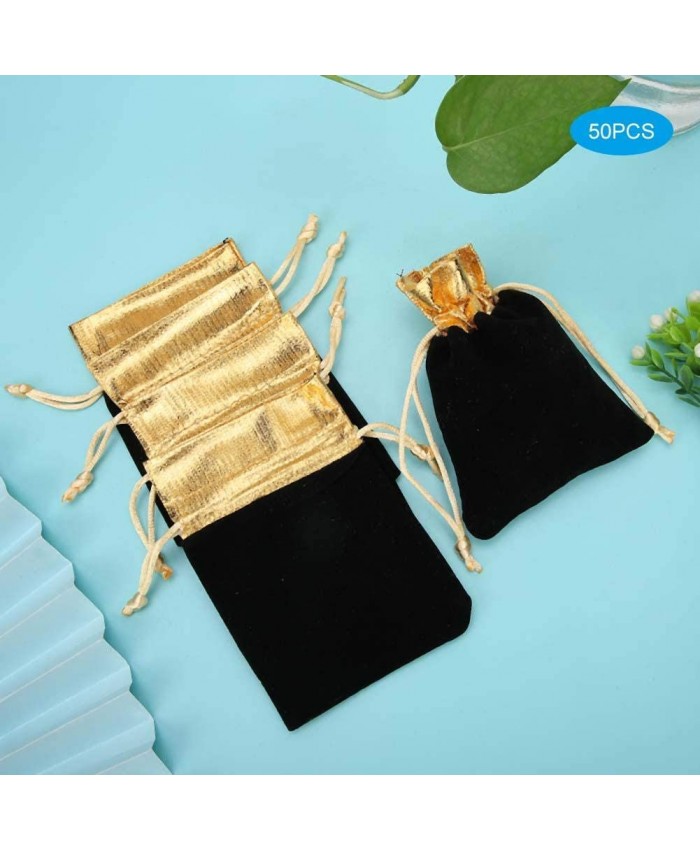Lunettes de vue anti-poussière bijoux cadeaux pochette à cordon en velours multifonctionnel noir sac de velours à bijoux sac en velours femmes pour la maison - B08HYZ12MB