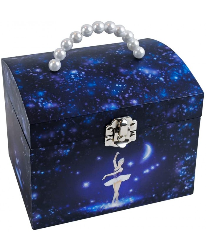 TROUSSELIER Grande Boîte à Bijoux Musicale Phosphorescente Danseuse Etoile Vanity Case Colori Bleu Marine - B09LMDX686