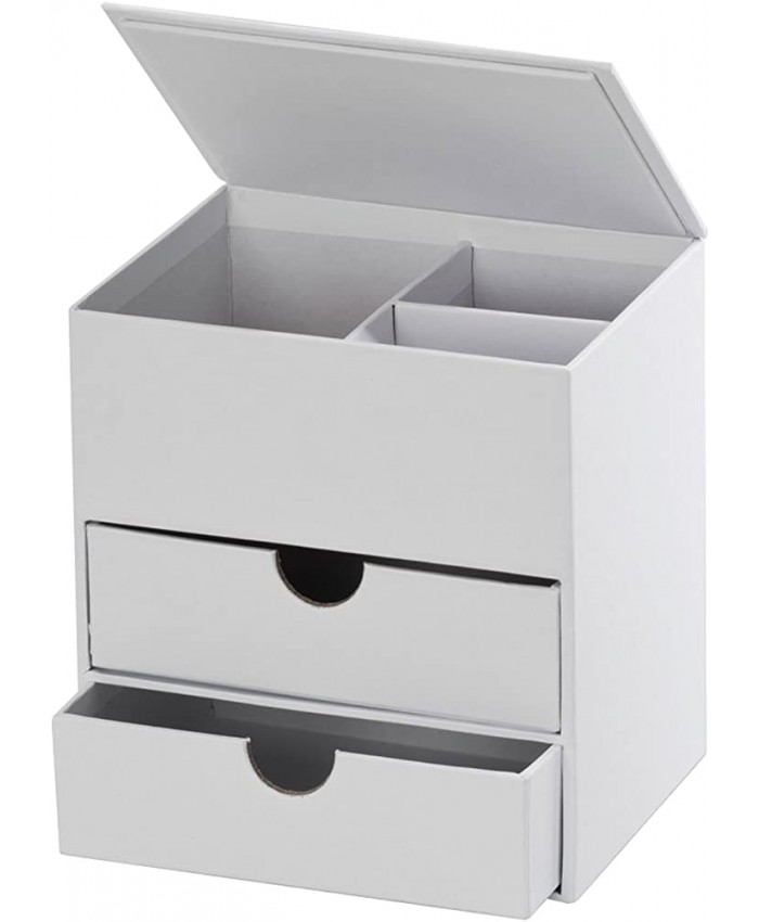 folia 3312 Boîte à bijoux en carton avec couvercle rabattable et 2 tiroirs Blanc env. 13 x 9,7 x 14 cm - B007V3ZY9Q