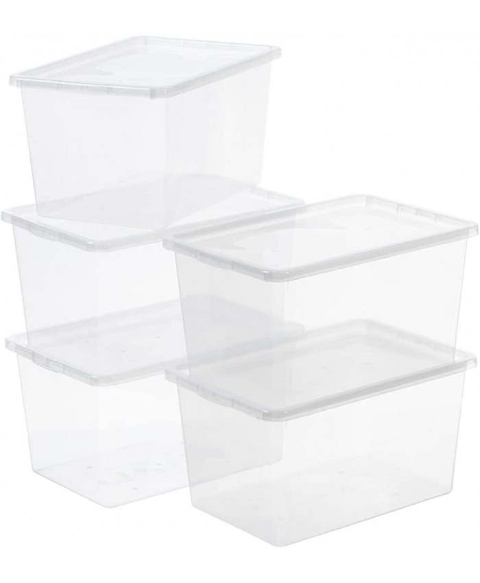 Plast Team Basic Box Lot de 5 Grandes boîtes de Rangement en Plastique Transparent avec Couvercle 52 l - B091ZKF73D
