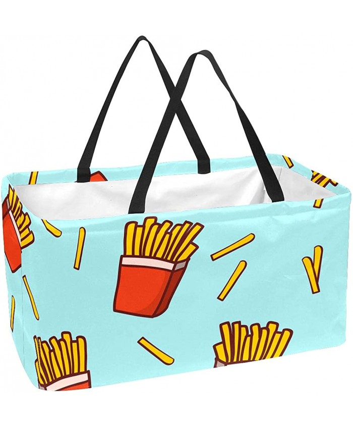 Sac fourre-tout d'épicerie réutilisable grand panier sac de rangement 50L Fast Food Frites Chips de pommes de terre - B09B3PGJ1L
