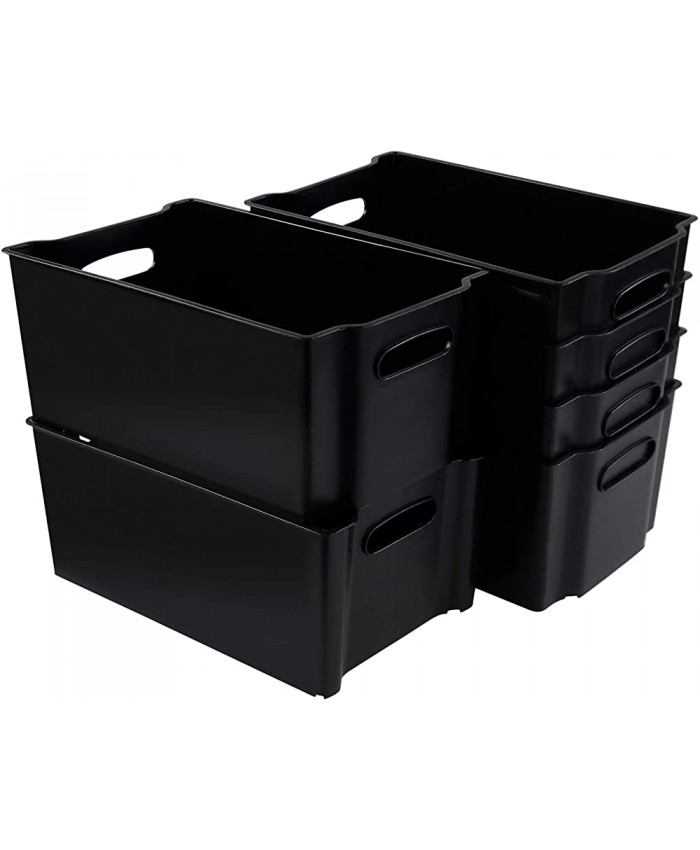 Tyminin Boîtes de rangement empilables en plastique pour congélateur noir 6 paquets - B08MVNBLWR