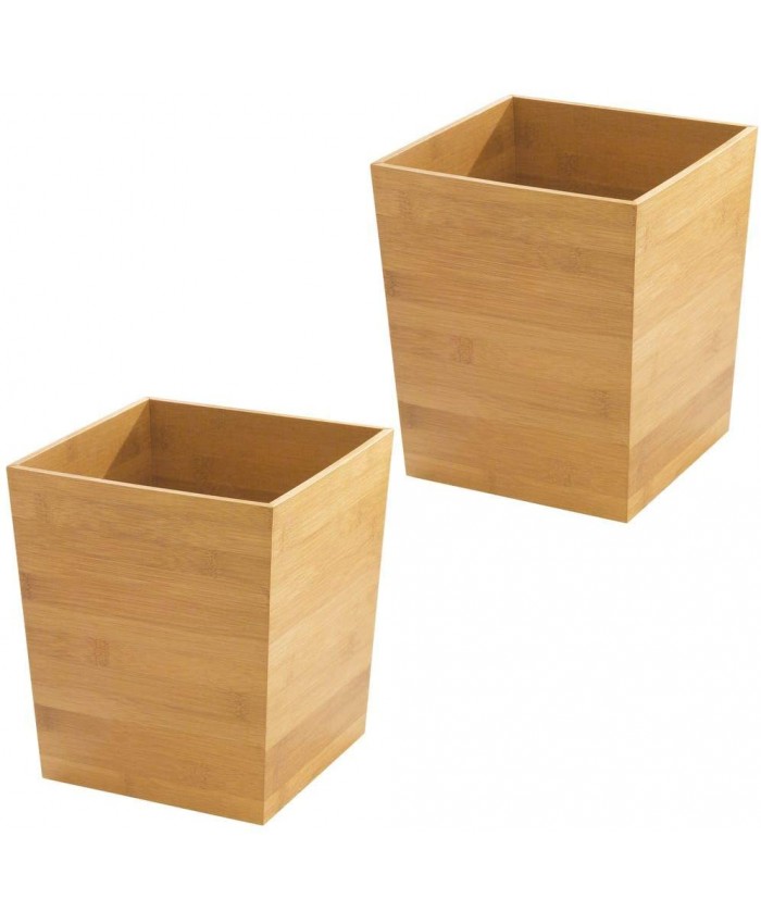 mDesign Poubelle 'bambou' carré idéal comme poubelle ou corbeille à papier plastique durable pour cuisine salle de bain et bureau design moderne et matériau de qualité lot de 2 - B078YX5R2C