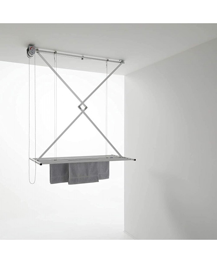foxydry Mini Étendoir de Plafond séchoir Vertical Repliable en Aluminium et Acier Gris 120 - B01BI0OWK4